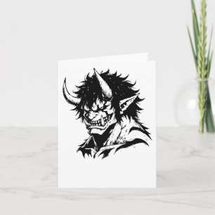 Carte Oni Yokai Japonais Sticker Portrait Outline
