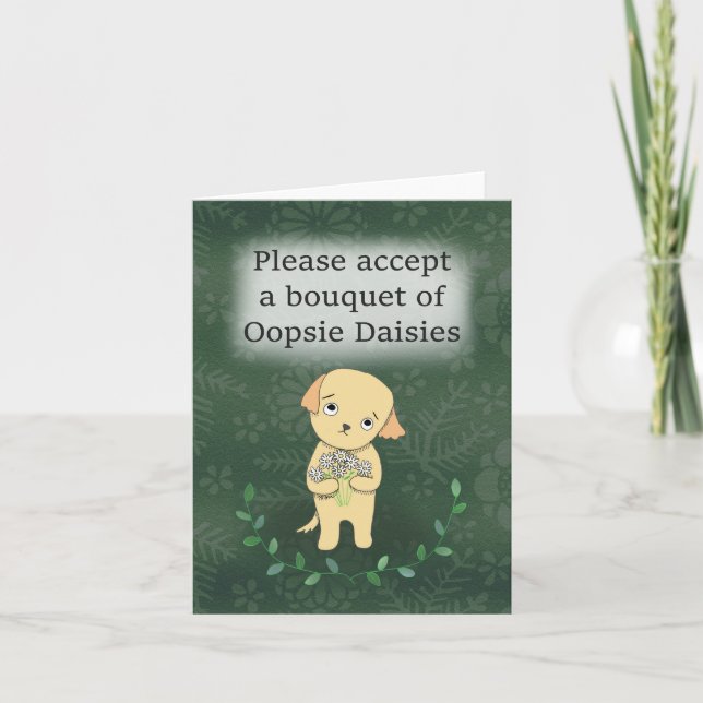Carte Oopsie Daisies Lightheared mignonne Chiot excuses (Devant)