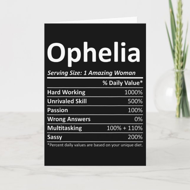 Carte Ophelia Nutrition Nom Personnalisé Drôle Noël (Devant)