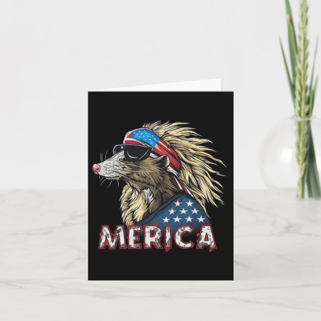 Carte Opossum Possum - Patriotique États-Unis 4 juillet  (Devant)