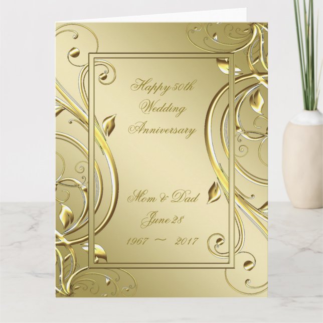 Carte Or 50e anniversaire Mariage 8,5 x 11 (Devant)