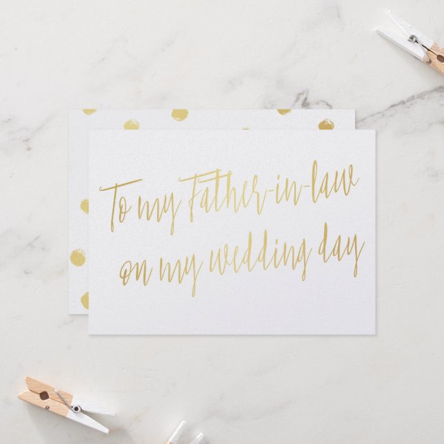 Carte Or "À mon beau-père le jour de mon mariage" (Devant/Arrière en situation)