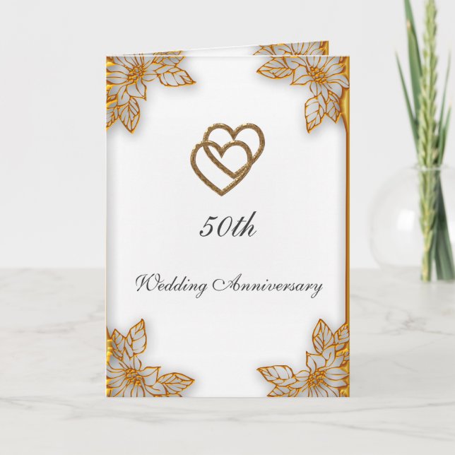 Carte Or Blanc  50e Anniversaire de Mariage (Devant)