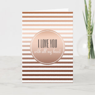 Carte Or Bronze Ombre Stripes Love
