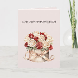 Carte Or Champagne Roses Rouges Crème Saint-Valentin