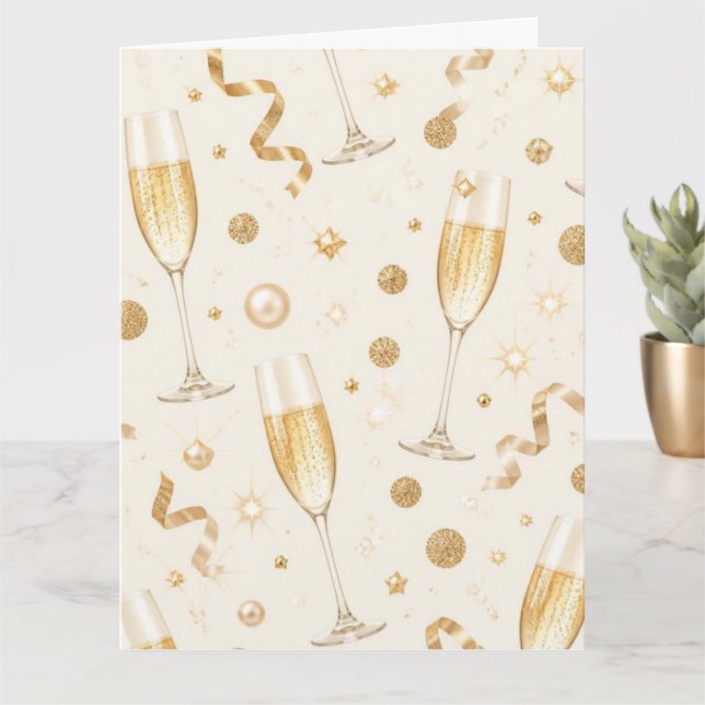 Carte Or Confettis dorés Champagne Luxe | Élégant C (Petite plante)
