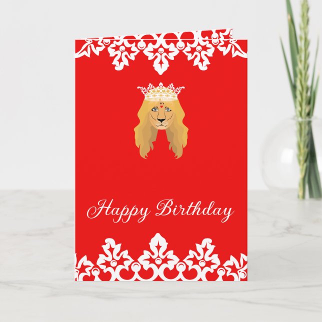 Carte or d'anniversaire heureux roi blanc couronne (Devant)