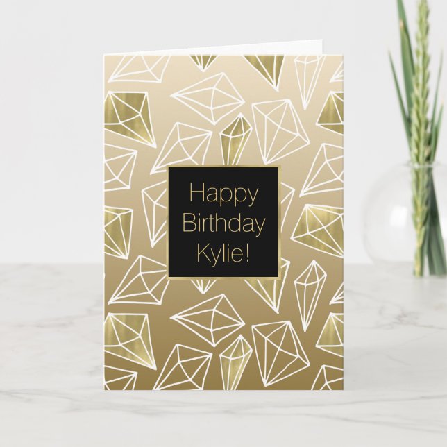 Carte Or Diamonds Ombre Anniversaire (Devant)