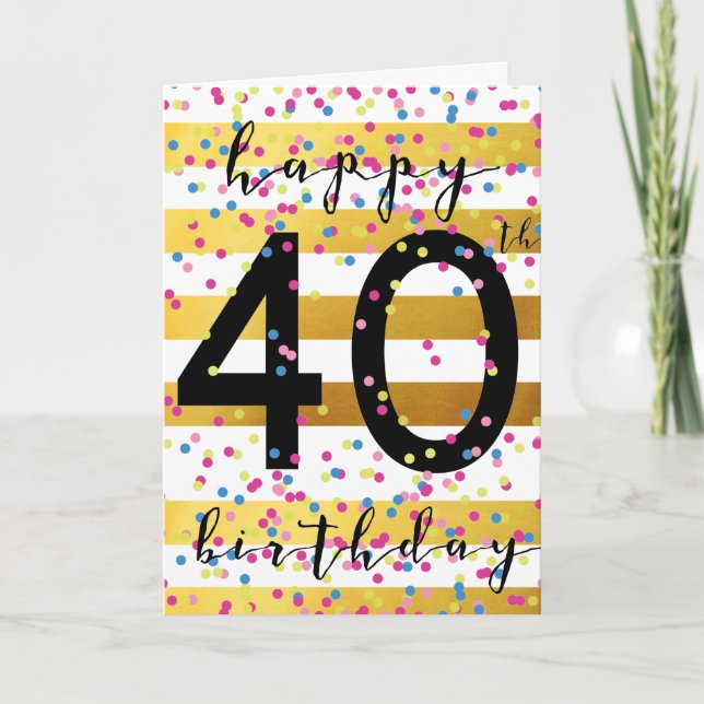 Carte or et Confetti 40e anniversaire (Devant)