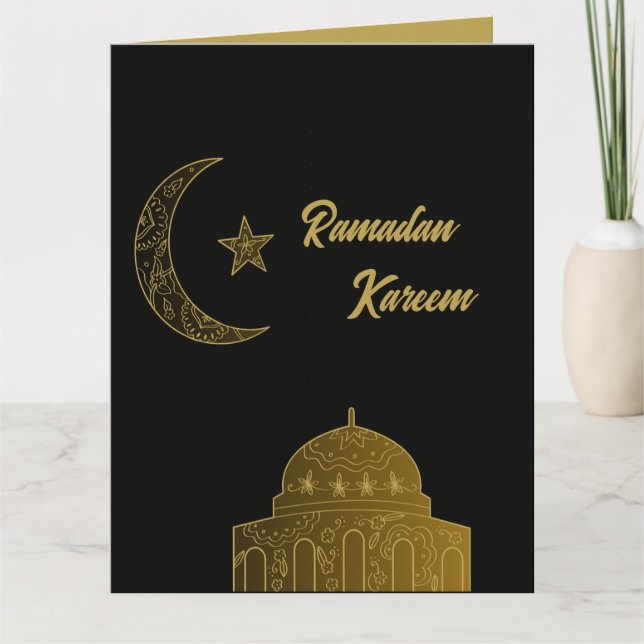Carte Or et Noir Ramadan Kareem 2026 Joyeux (Devant)