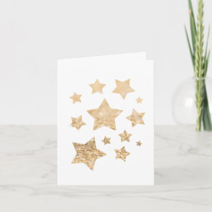 Carte Or étincelant étoiles Joyeux Noël blanc