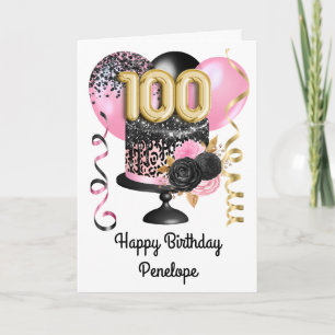 Carte Or rose et or noir pour les 100 ans
