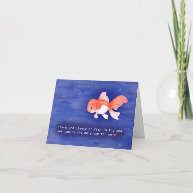 Carte Oranda Goldfish Valentines Day / Anniversaire Amou (Devant)