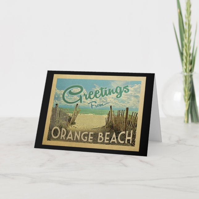 Carte Orange Beach Vintage voyage (Devant)