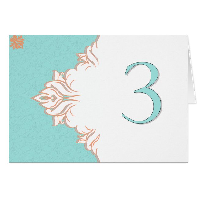 Carte orange bleue 3 de nombre de Tableau de (Devant Horizontal)