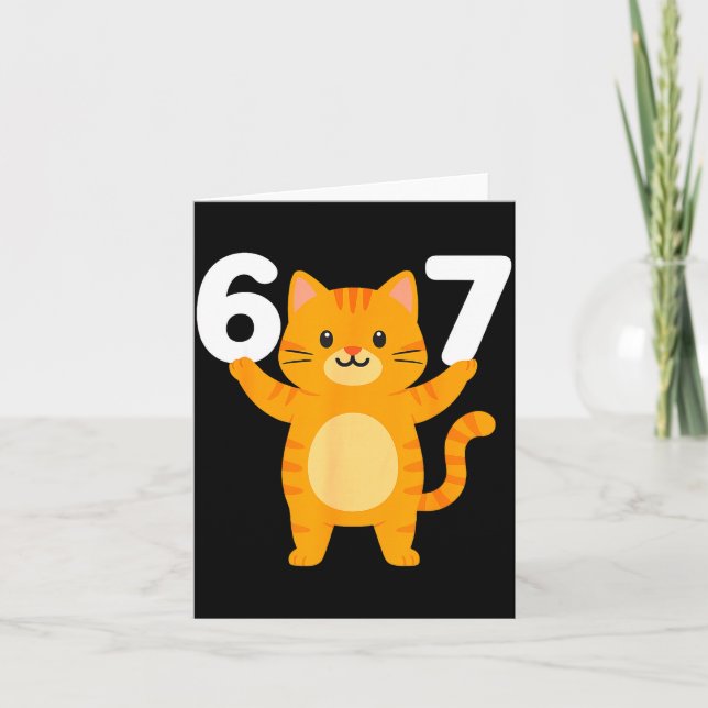 Carte Orange Cat 67 Meme Six Seven Funny Cat Lover  (Devant)