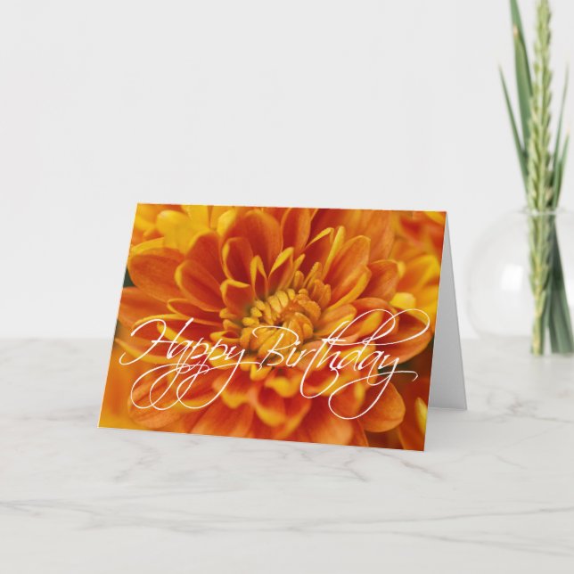 Carte Orange Chrysanthemum Joyeux anniversaire (Devant)