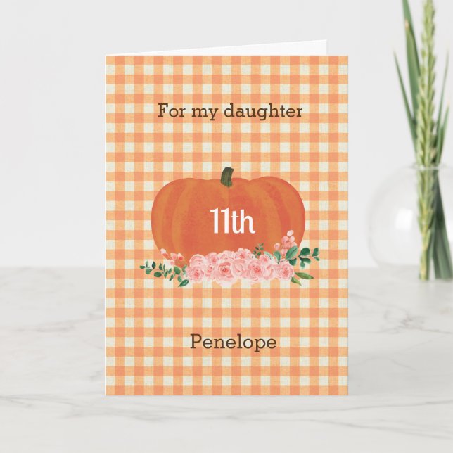Carte Orange Citrouille Automne 11e anniversaire (Devant)
