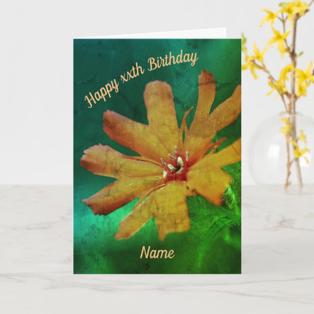 Carte Orange Daisy Flower Art Personnalisé Anniversaire (Fleur jaune)