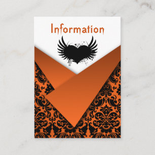 Carte orange et noire de clôture de mariage