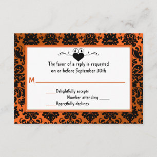 Carte orange et noire gothique de la damassé RSVP