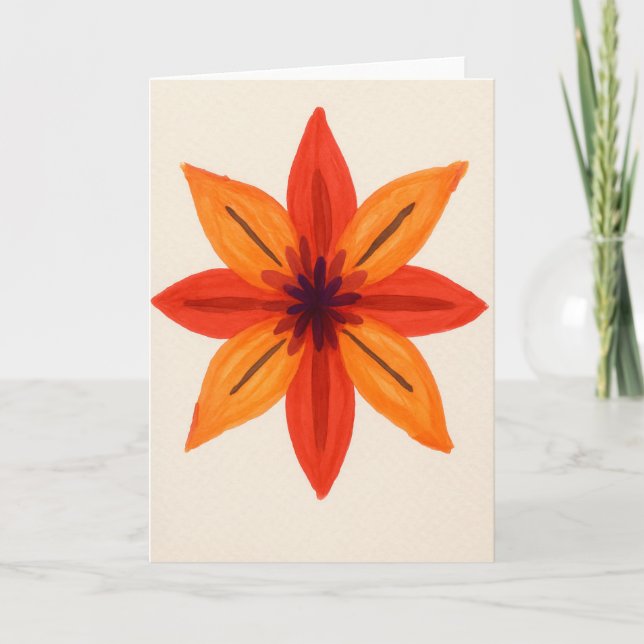 Carte Orange Floral Aquarelle Vierge Salutation (Devant)