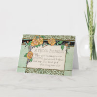 Orange Flowers Art Deco Rhyming Poem Birthday Card