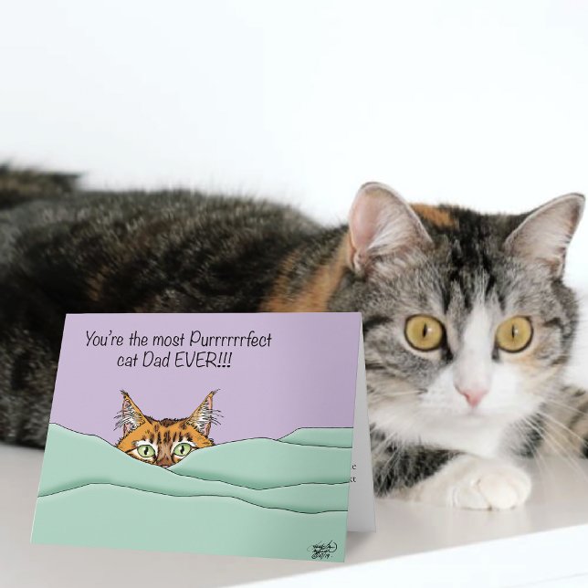 Carte Orange Gingembre Violet Mignon Chat Papa Fête des  (Créateur téléchargé)