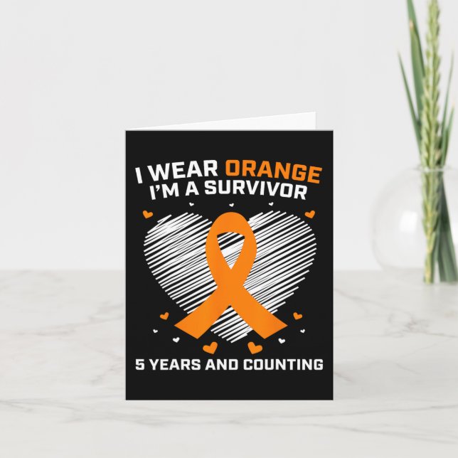 Carte Orange Leukemia Survivante Cadeaux 5 ans Cancer Gr (Devant)