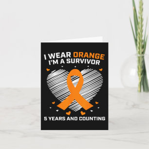Carte Orange Leukemia Survivante Cadeaux 5 ans Cancer Gr