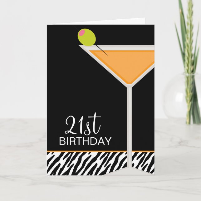 Carte Orange Martini et motif zèbre (Devant)