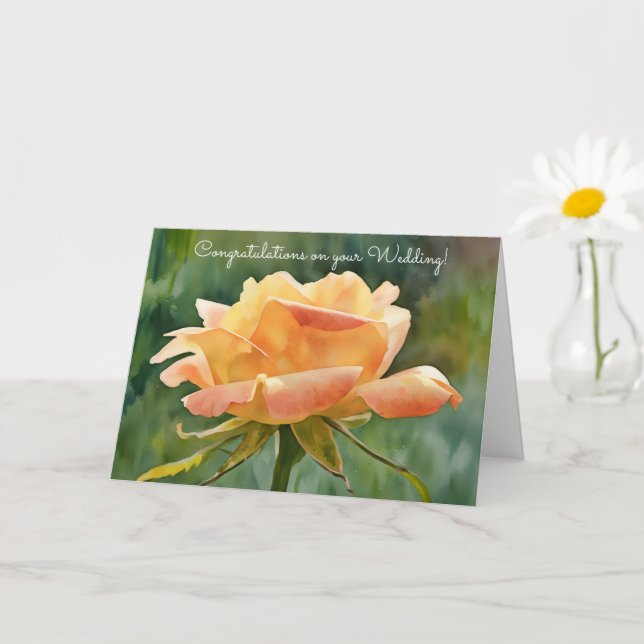 Carte Orange Peach Rose Art Mariage Félicitations (Petite plante)