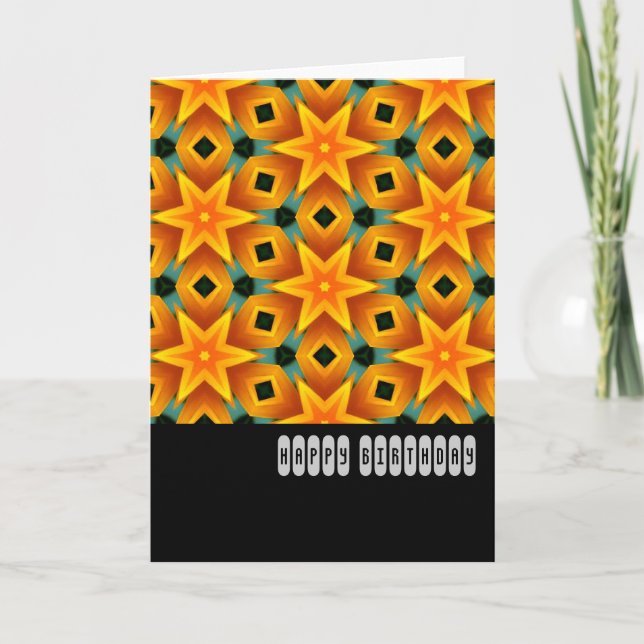 Carte Orange Star Motif - Anniversaire (Devant)