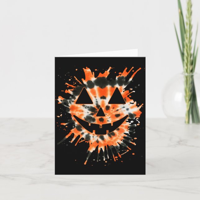 Carte Orange Tie Dye Jack O Lantern Face - Hipe Hallowee (Devant)
