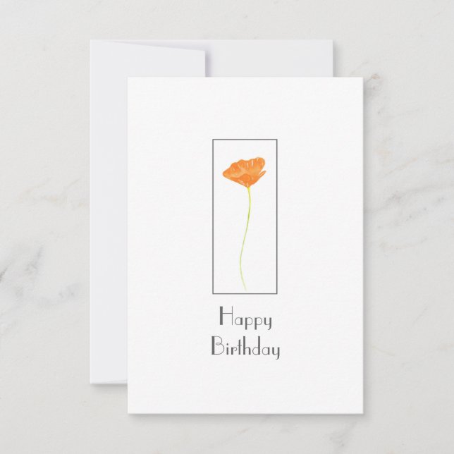 Carte Orange Watercolor California Poppy (Devant)