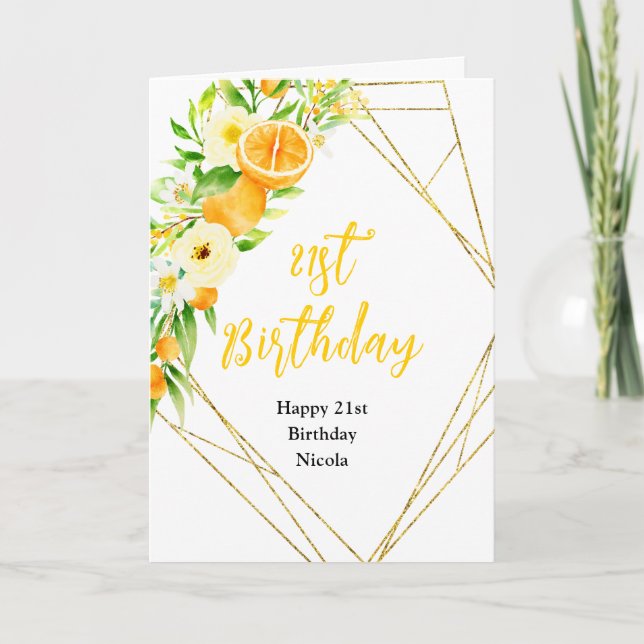 Carte Oranges Citrus Anniversaire (Devant)