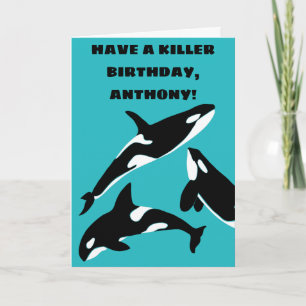 Carte Orcas Tueur Baleines Turquoise Bleu Personnalisé
