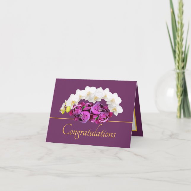 Carte Orchidée d'or violet & Bouquet de pivoine Félicita (Devant)