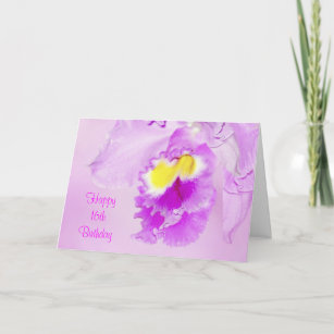 Carte Orchidée rose Pastel 16e anniversaire heureux
