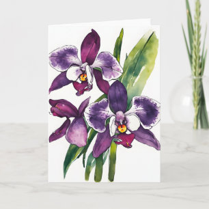 Carte Orchidée Zygopetalum - Fleurs aquarelle