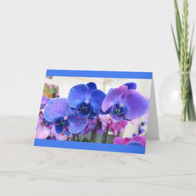Carte "Orchidées Bleues" - Salutation toutes occasions (Devant)