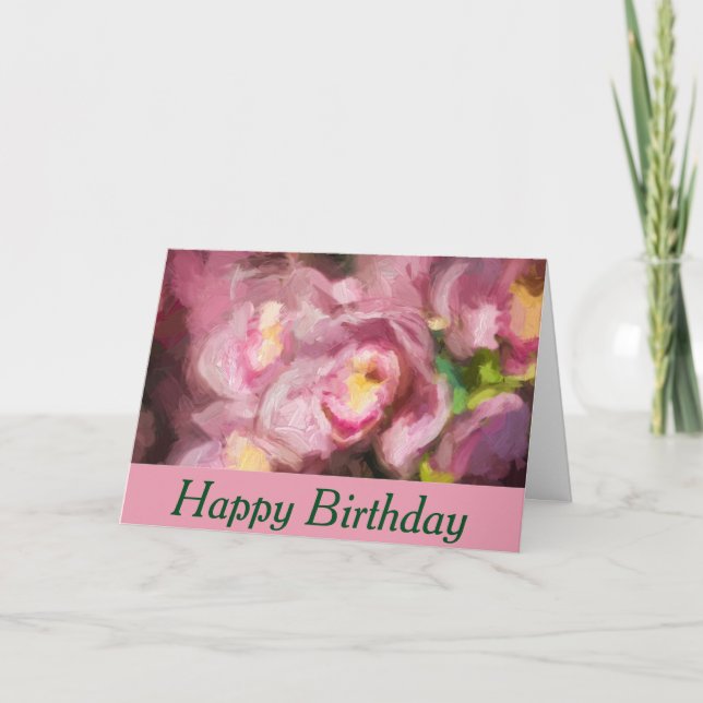 Carte Orchidées roses Impasto Anniversaire (Devant)