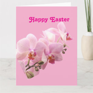 Carte Orchidées roses “Joyeuses Pâques”