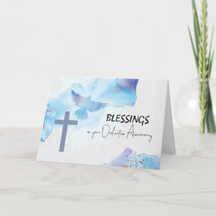 Carte Ordination Anniversaire Bénédiction Croix violette