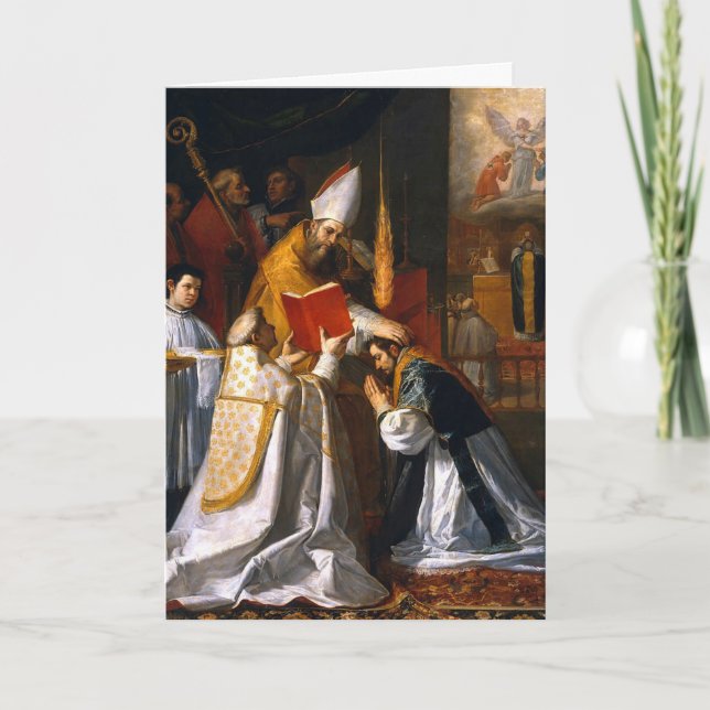 Carte Ordination catholique à la prêtrise Salutation (Devant)