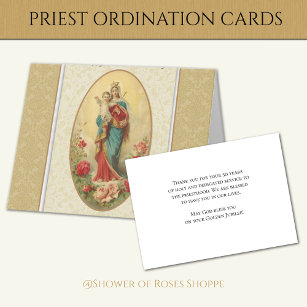 Carte Ordination du 50e anniversaire Vierge Marie