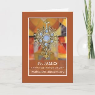 Carte Ordination du prêtre Anniversaire Monstrance Host