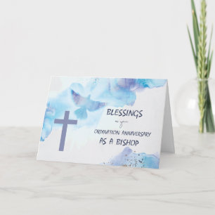 Carte Ordination évêque Bénédiction Anniversaire Purple