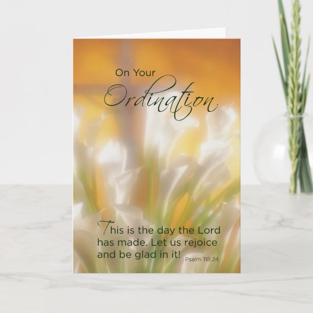 Carte Ordination Félicitations, Lys & Cross (Devant)