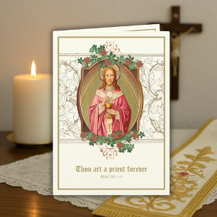 Carte Ordination pour l'élégant anniversaire du prêtre c